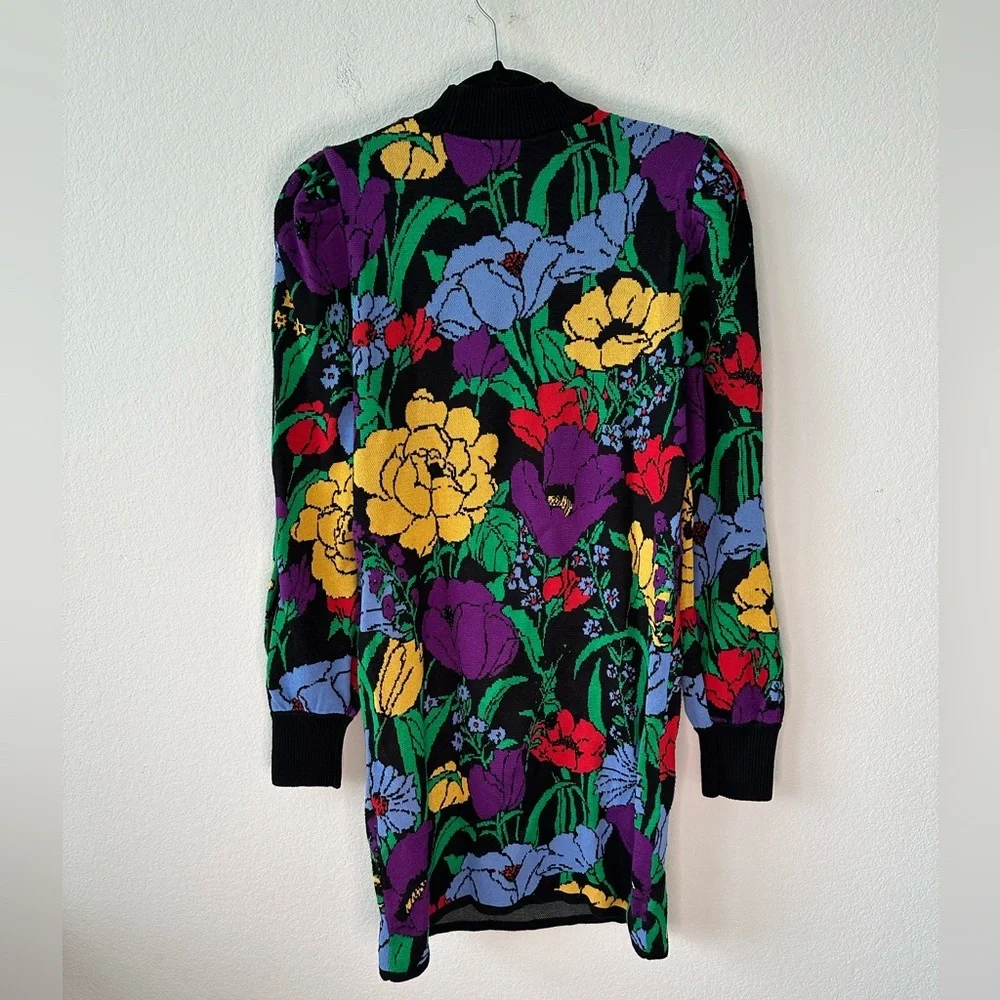 FARM RIO Black Bucolic Garden Mini Sweater Dress SZ XS - Picture 7 of 7